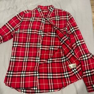 Burberry Men's Red Plaid Button Down Shirt
